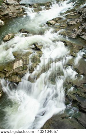 Probiy Waterfall On Prut River, Yaremche, Ukraine.