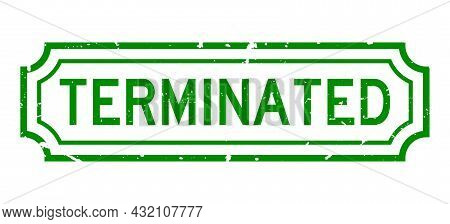 Grunge Green Terminated Word Rubber Business Seal Stamp On White Background