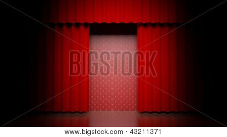 Roten Vorhang auf der Theater-Bühne