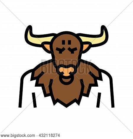 Minotaur Ancient Greece Color Icon Vector. Minotaur Ancient Greece Sign. Isolated Symbol Illustratio