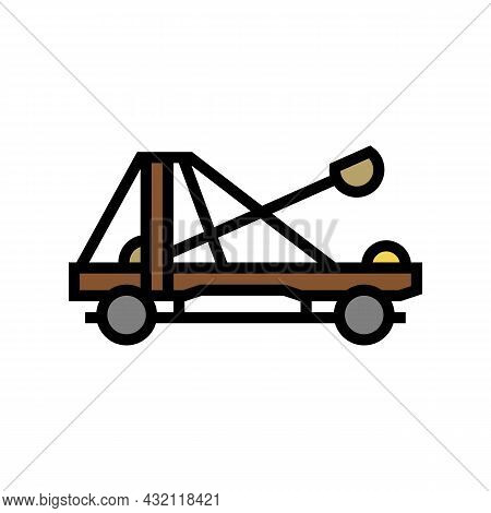 Catapult Weapon Ancient Rome Color Icon Vector. Catapult Weapon Ancient Rome Sign. Isolated Symbol I