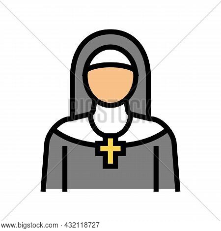 Nun Christianity Color Icon Vector. Nun Christianity Sign. Isolated Symbol Illustration