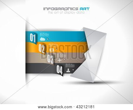 Modello di progettazione infografica con etichette di carta. Idea per visualizzare informazioni, classifica e statistiche wit