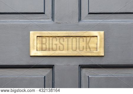 Old Letterbox In The Door, Traditional Way Of Delivering Letters To The House, Old Mailbox