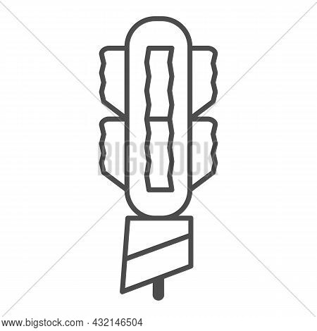 Korean Hot Dog Thin Line Icon, Asian Food Concept, Hotdog Sausage Covered With Potatoes Vector Sign 