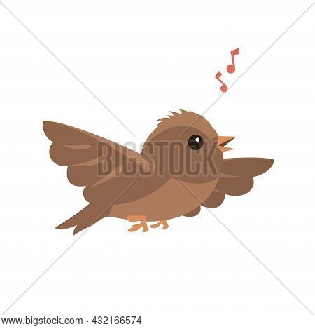 Little Flying Sparrow On A White Background