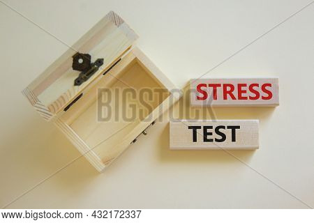 Stress Test Symbol. Concept Words 'stress Test' On Wooden Blocks On A Beautiful White Background, Em