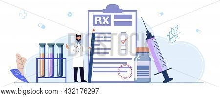 Rx Medical Prescription Drug Vector Illustration Concept Medicine Prescription With Medicines Prescr