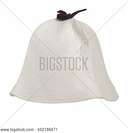 Classic Felt Hat For Head Protection In The Sauna. Light Beige Isolated On White