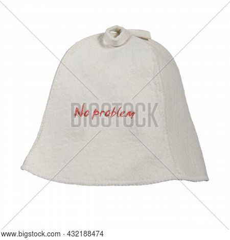 Classic Felt Hat For Head Protection In The Sauna. Light Beige Isolated On White