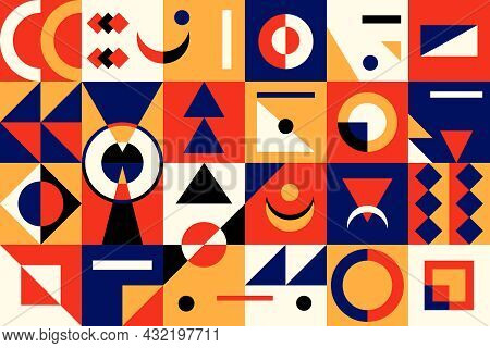Abstract Geometric Shapes. Contemporary Minimalistic Modern Art Figures, Brutalism Graphic Template.
