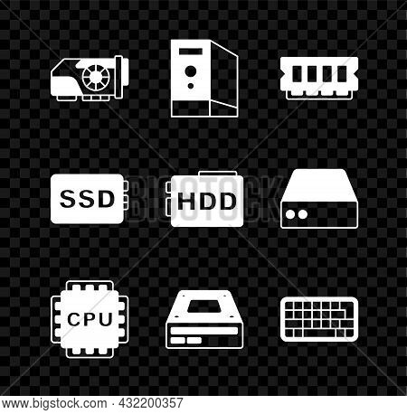 Set Video Graphic Card, Case Of Computer, Ram, Random Access Memory, Processor With Cpu, Optical Dis