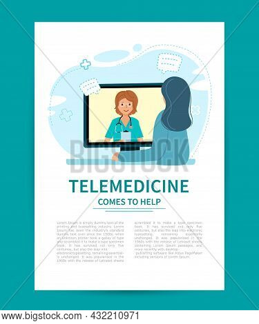 Call Children Doctor Using Media Platform. Poster Concept Telemedicine.