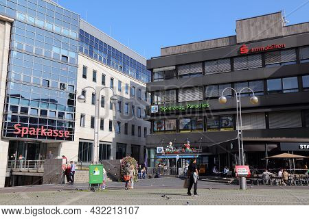 Bochum, Germany - September 17, 2020: People Visit Downtown Bochum, Germany. Bochum Is The 16th Larg