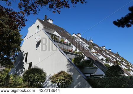 Marl, Germany - September 20, 2020: Huegelhaus (translation: Hill House) Of Marl, Germany. Marl Is A
