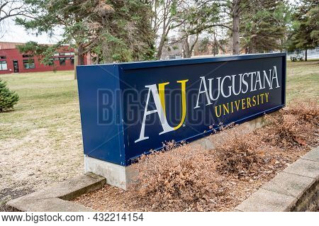 Sioux Falls, South Dakota, Usa - 7.2021: Entrance Sign To Augustana University, A Private Lutheran C