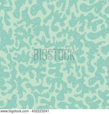 Vermicular Vector Seamless Pattern Background. Historical Style Backdrop In Monochrome Pastel Teal B