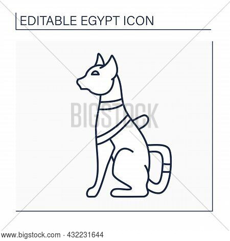 Egypt Cat Line Icon. Egyptian Mau. Respected Animal.iconic Animals In Ancient Egyptian Art And Cultu