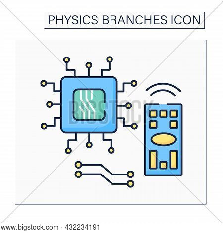 Electronics Color Icon. Device To Control Electron Flow By Amplification And Rectification. Transist