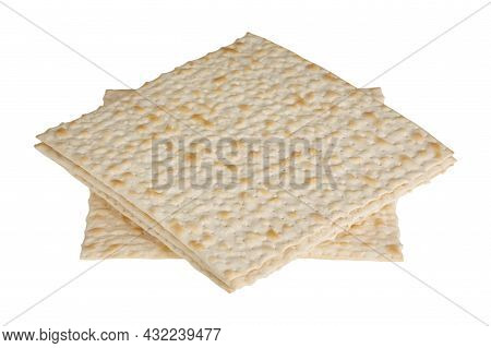 Traditional Kasher Jewish Matzah For The Holiday Of Passover Lies In The Form Of A Diamond On A Whit