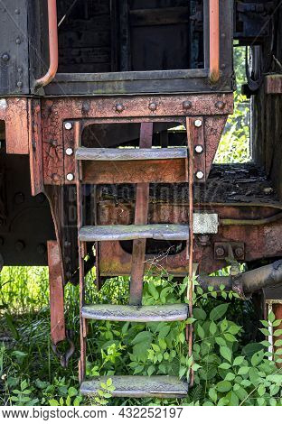 Access Ladder In The Cabin Of The Steam Locomotive
