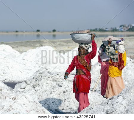 Zout werken, Sambhar Salt Lake, Rajasthan, India