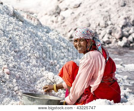 Zout werken, Sambhar Salt Lake, Rajasthan, India