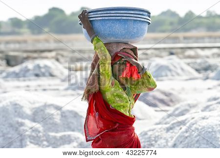 Zout werken, Sambhar Salt Lake, Rajasthan, India