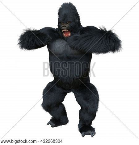 Black Silver Gorilla 3d Illustration Isolated On White
