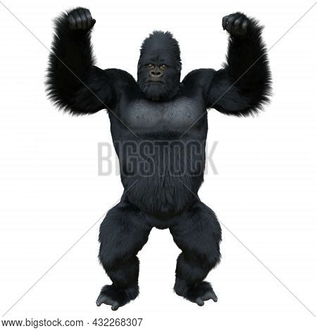 Black Silver Gorilla 3d Illustration Isolated On White