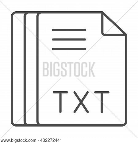 Paper Sheets, Text Document, File Txt Thin Line Icon, Documents Concept, File Extension Vector Sign 