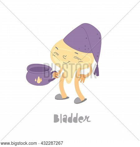 Healthy Bladder. Cartoon Character In A Trendy Style.