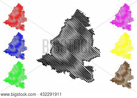 Teltow-flaming District (federal Republic Of Germany, Rural District, State Of Brandenburg) Map Vect