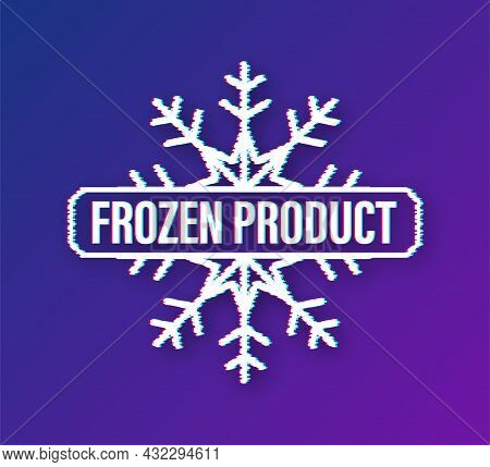 Blue Frozen Product On White Background. Food Logo. Glitch Icon. Vector Stock Illustration.