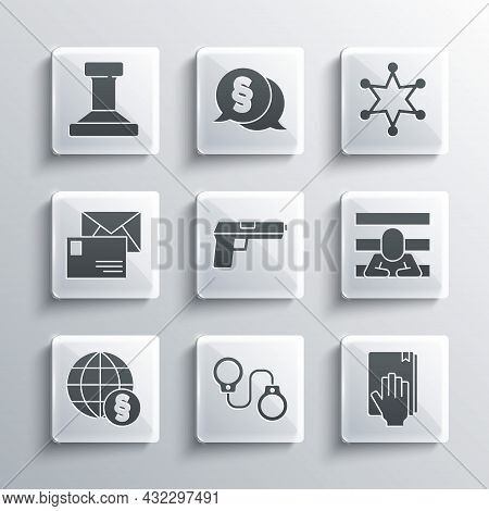Set Handcuffs, Oath On The Holy Bible, Prisoner, Pistol Or Gun, International Law, Envelope, Stamp A