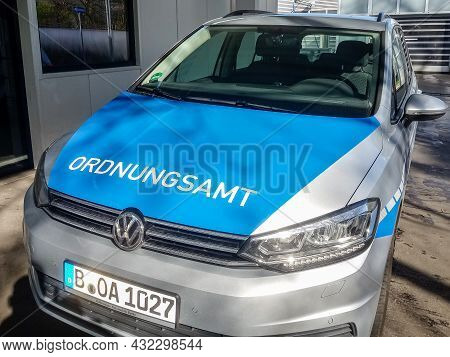 Berlin, Germany - 2020, March 16: Ordnungsamt Sign On Patrol Car. It Is The Municipial Authority For
