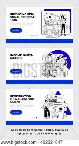 People Provide And Update Personal Information, Registration Claim Documents, Metaphors Set. Tax Fil