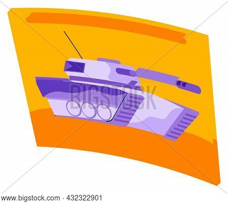Tank Videogame Icon. Gaming Concept. Military Machine Sign Isolated On White. Armoured Fighting Vehi
