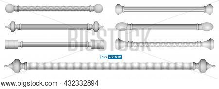 Set Of Realistic Window Curtain Pipe Or Luxury Window Curtain Stick Or Mock Up Interior Decorative D