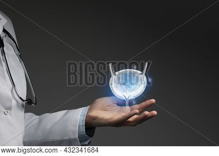 Bladder Issues Medical Concept. Photo Of Female Doctor, Empty Space.