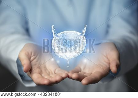 Bladder Issues Medical Concept. Photo Of Female Doctor, Empty Space.