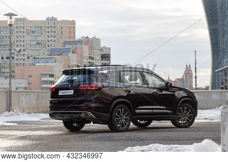 Moscow, Russia - March 18, 2021: New Flagship Seven-seater Minivan Chery Tiggo 8 Pro. Chinese Car In