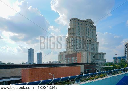 Kolkata, West Bengal, India - 20th July 2019 : View Of Itc Sonar Bangla Hotel With Blue Sky And Whit