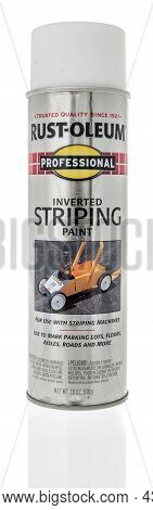Winneconne, Wi -31 August 2021:  A Can Of Rust-oleum Inverted Striping Paint On An Isolated Backgrou