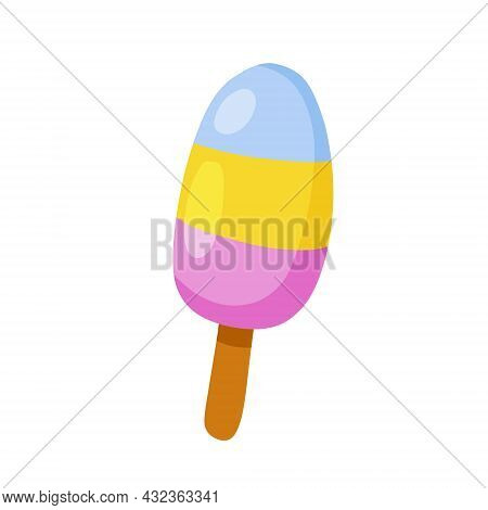 Ice Cream On Stick. Summer Dessert. Multi-colored Delicacy