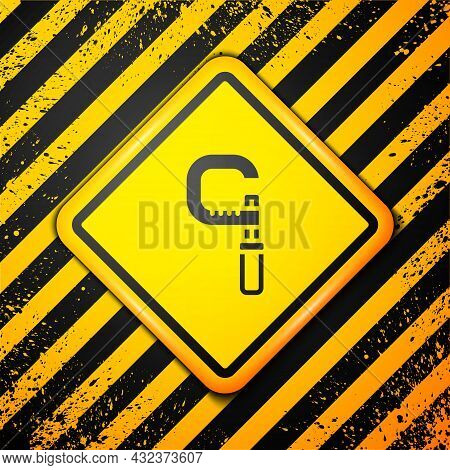 Black Micrometer Icon Isolated On Yellow Background. Measuring Engineer Tool. Universal Device Desig