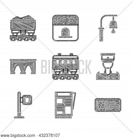 Set Passenger Train Cars, News, Qr Code Ticket, Train Conductor, Cafe And Restaurant Location, Bridg