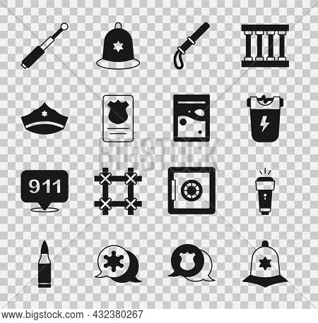 Set British Police Helmet, Flashlight, Police Electric Shocker, Rubber Baton, Badge With Id Case, Ca