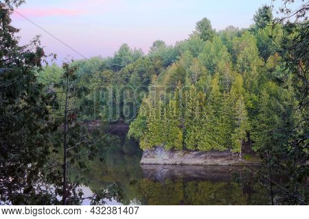 River In The East Angus Forest Rock And Water Green Trees Quebec Landscape