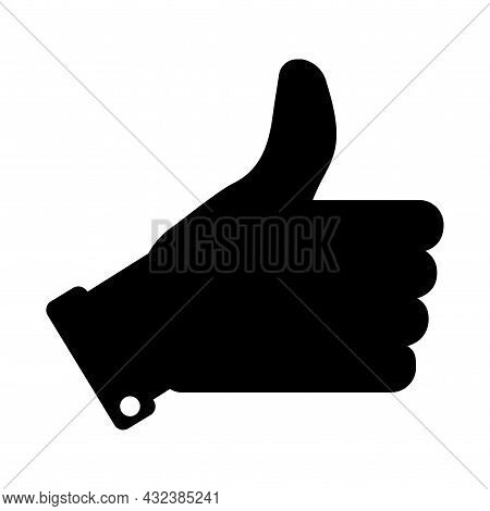 Isolated Flat Black Right Thumbs Up Icon. Social Media Like Button. Hand Gesture. Vector Illustratio